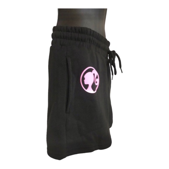 Barbie black pink graphic print drawstring waist sweats shorts size medium new - Picture 5 of 11